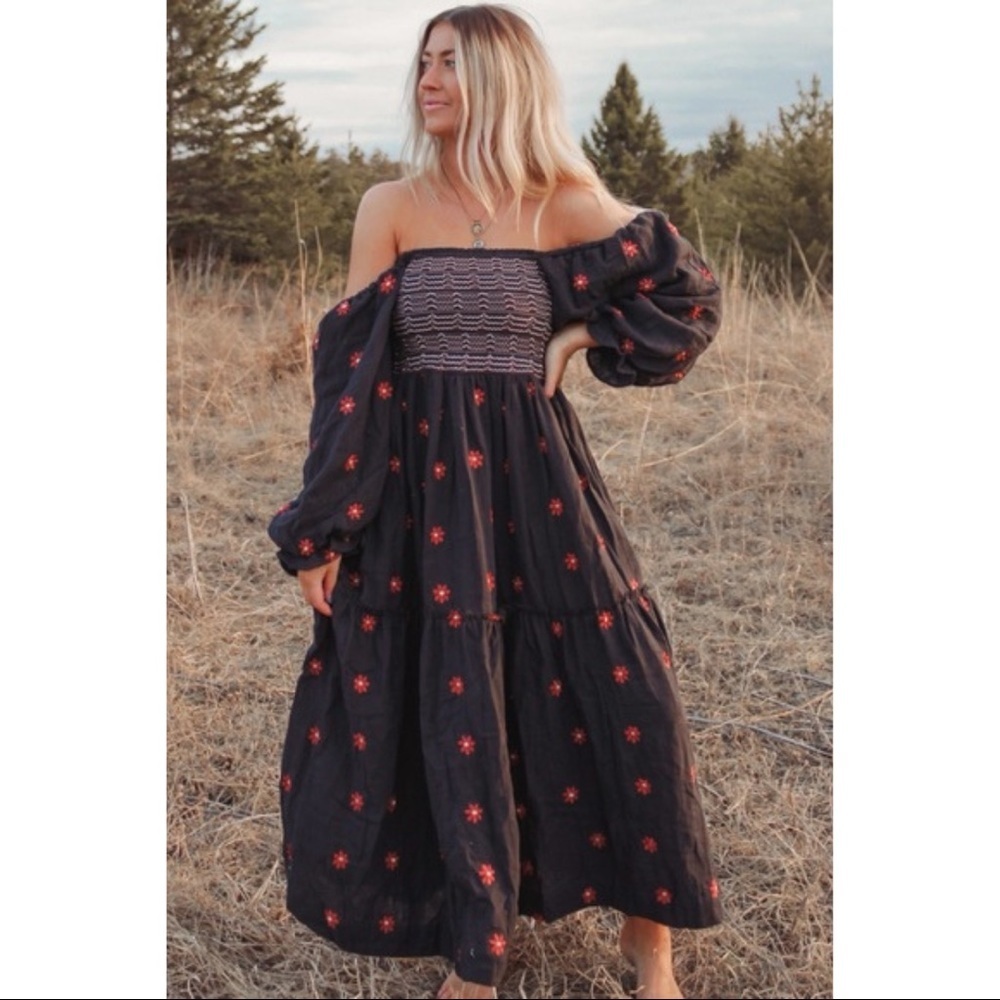Free People Dahlia Embroidered Maxi Dress
